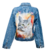 Chaqueta Clasica Corta con diseño de Gato gris rayado