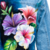 Chaqueta Clasica Corta con diseño de Cayenas rosada, moradas y blanca - Chaquetas pintadas a mano - Ropa personalizada Bogota