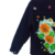 Chaqueta tipo Overzise Larga Diseño Girasol Negra Bordada en internet