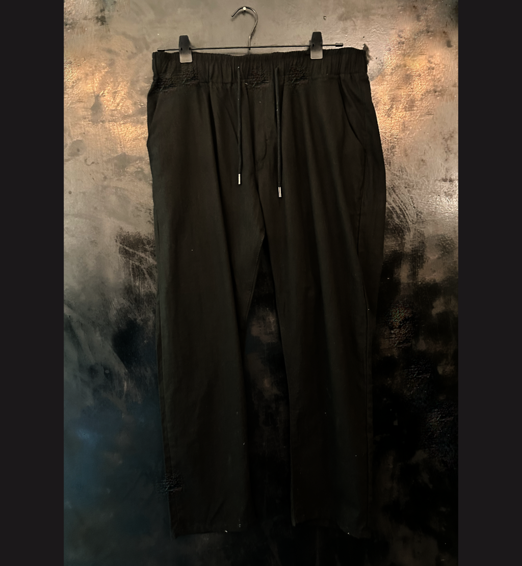 PANTALÓN RECTO CON LINO - Negro