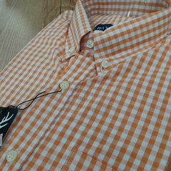 CAMISA XADREZ MANGA CURTA LARANJA - comprar online