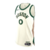 Frente da Camiseta NBA Boston Celtics City 23/24 Off-White Masculina. Detalhes autênticos em silk e destaque para o logo dos Celtics. Garanta já na R21 Imports!