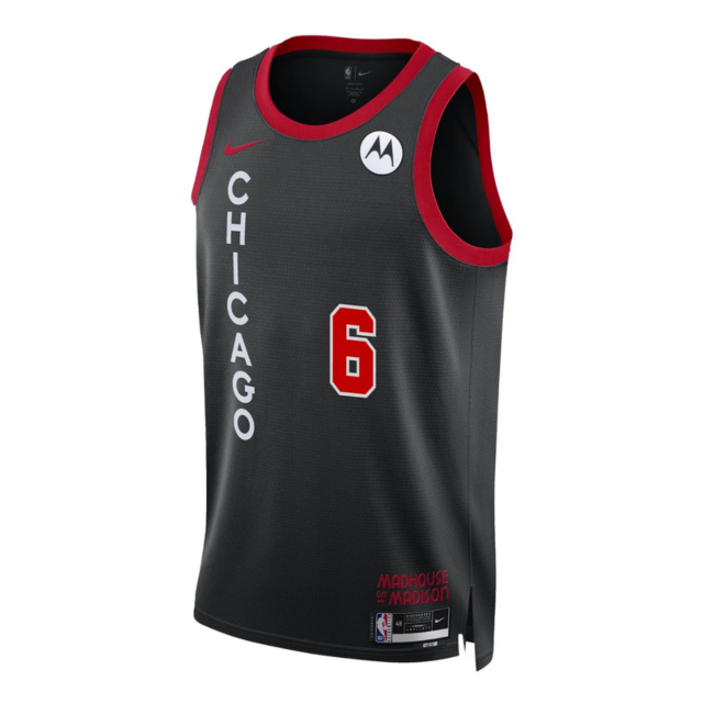 Camiseta NBA Chicago Bulls City Edition 2023/2024 Preta e Vermelha Swingman