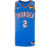 Esta imagem mostra a frente marcante da Camiseta NBA Oklahoma City Thunder Icon 23/24. Com uma combinação vibrante de azul e laranja, ela transmite uma energia e estilo únicos. O logotipo dos Thunder em destaque adiciona um toque autêntico. Seja parte da 