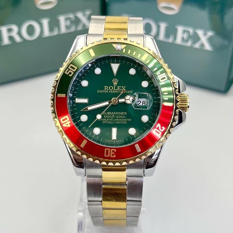 Rel gio Rolex Submariner prata misto Verde vermelho linha Gold