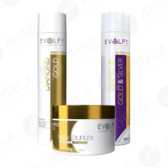 Kit para Todos os Tipos de Cabelos 3 passos Diamond Gold Evolpy Liss