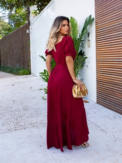 Vestido Envelope Longo Manga Curta - comprar online