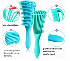 Escova Polvo Para Cabelos Cacheados e Crespos Desembaraçadora Anti-Quebra 8 Pontas Flexíveis Pente Escova Polvo Cabelo Ondulado, Cacheado - comprar online