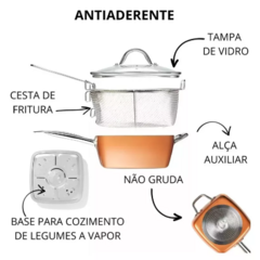 Frigideira Cacarola Fritadeira Em Ceramica Antiaderente 3x1 - comprar online