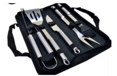 Kit Churrasco Aço Inox bolsa para carregar 5 Peças - comprar online