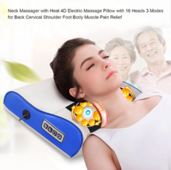 Massageador de Pescoço Shiatsu Ombro Massageador de Costas com Calor 4D Travesseiro de Massagem Elétrica com 16 Cabeças 3 Modos para Costas Cervical - comprar online