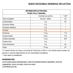 Queso Mozzarella Semigraso - comprar online