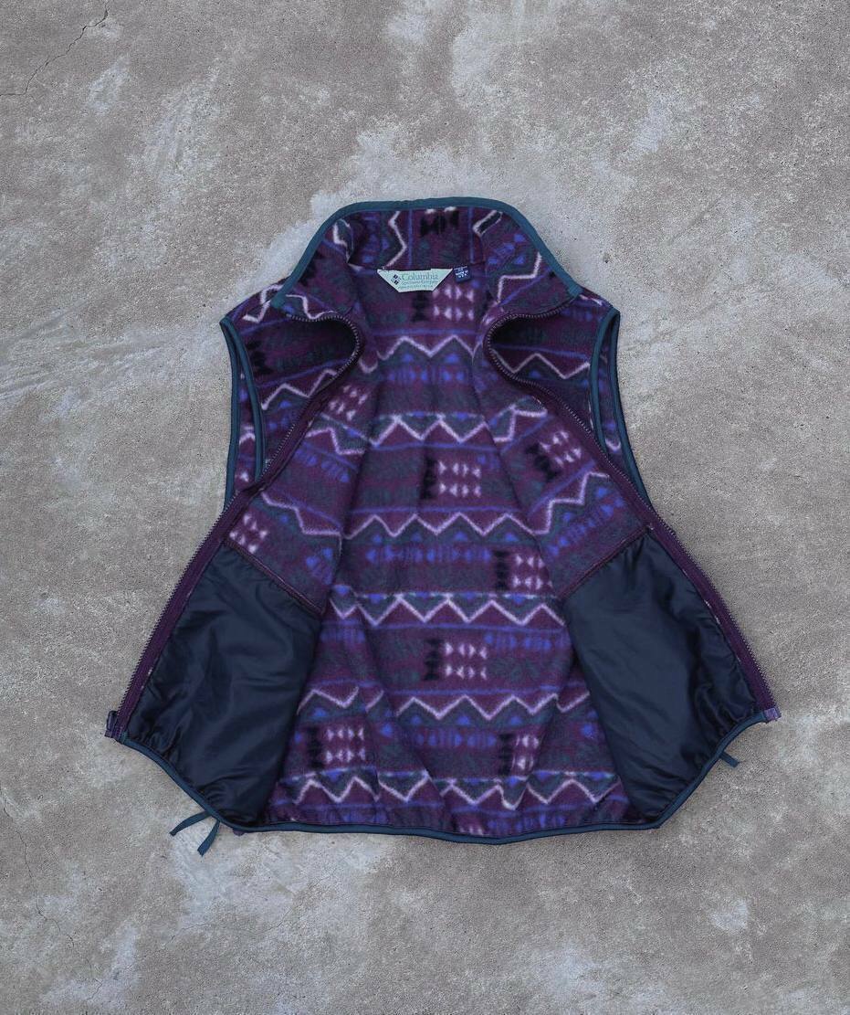 Vintage Columbia Womens Small Jacket Patterned Fleece Teal Purple