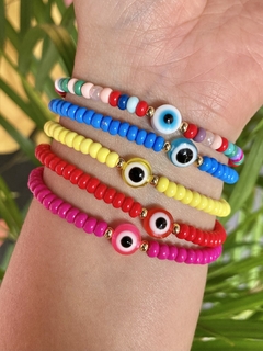 10 Pulseras de ojito turco ajustable surtidas