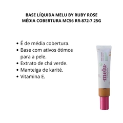 Base Liquida Media Cobertura Melu By Ruby Rose Cor:MC56 - Minas Nail & Minas Makeup