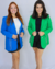 Blazer Fernanda em azul e verde com detalhes em strass, perfeito para looks elegantes.