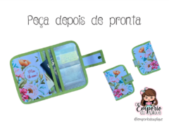 CARTEIRA PORTA DOCUMENTOS FLORAL AZUL - comprar online