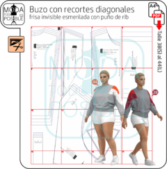 047. Molde para Buzo combinado recortes diagonales - comprar online