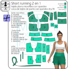 052. Molde para Short running 2 en 1, con cintura ancha - Moldes digitales andreacecilia20