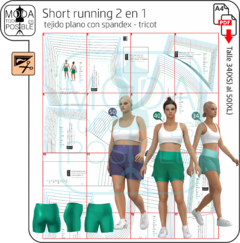 052. Molde para Short running 2 en 1, con cintura ancha - comprar online