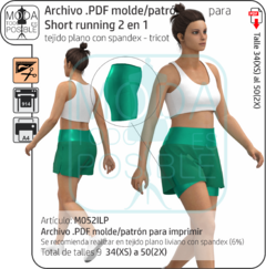 052. Molde para Short running 2 en 1, con cintura ancha