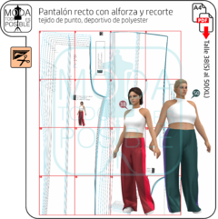 064. Molde para Pantalón recto con alforza y recorte lateral - comprar online