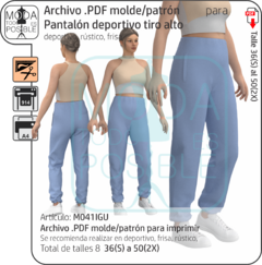 041. Molde para Pantalon deportivo tiro alto