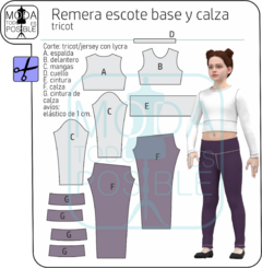 020. Molde para Remera escote base ajustada en internet