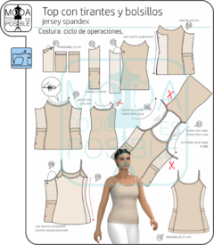 071. Molde para Top con tirantes, básico y con recorte lateral y bolsillo - Moldes digitales andreacecilia20