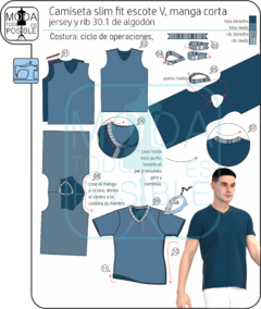 072. Molde para Camiseta slim fit, escote base y V, - Moldes digitales andreacecilia20