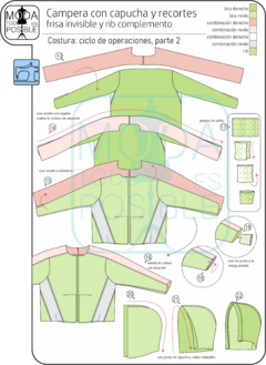 069. Molde para Campera o Buzo con capucha y recortes - tienda online