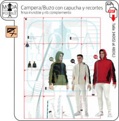 069. Molde para Campera o Buzo con capucha y recortes - comprar online