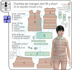 073. 074. Molde para Chomba Slim fit sin mangas y shorts de rib niña en internet