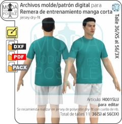 001E. Molde digital para Remera de entrenamiento