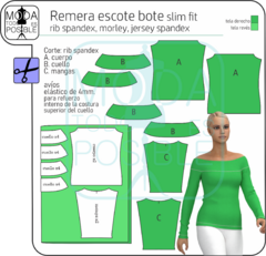 019. Molde para Remera escote bote con spandex en internet