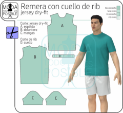 001. Molde para Remera de entrenamiento manga corta con cuello base en internet