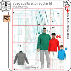 040. Molde para Buzo cuello alto con cierre, niños y adulto - comprar online