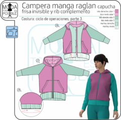 Imagen de 011 E Molde digital para Campera con capucha slim fit, manga raglan