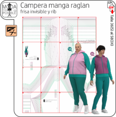 Molde para imprimir Campera manga raglan combinada - comprar online