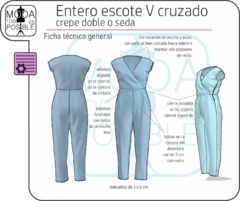 017. Molde para Entero escote cruzado y escote redondo, tejido fluido - Moldes digitales andreacecilia20