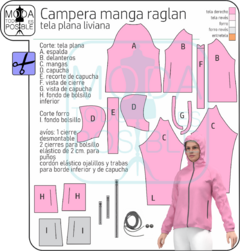 Molde para Campera liviana manga raglan capucha/cuello - Moldes digitales andreacecilia20