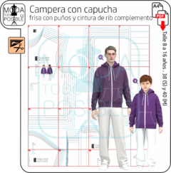 Molde para imprimir Campera con capucha niño/teen - comprar online