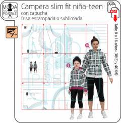 Molde para imprimir Campera slim fit con capucha niña/teen - comprar online