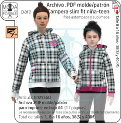 025. Molde para imprimir Campera slim fit con capucha niña/teen