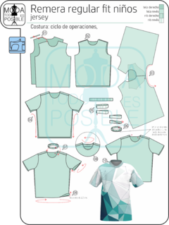 030. Molde para Remera regular fit niños - Moldes digitales andreacecilia20