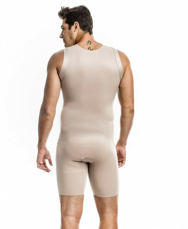 Modelador Masculino Yoga com Pernas, Abertura Frontal com Cava e Decote  Alto - 3009/3041 Y AB