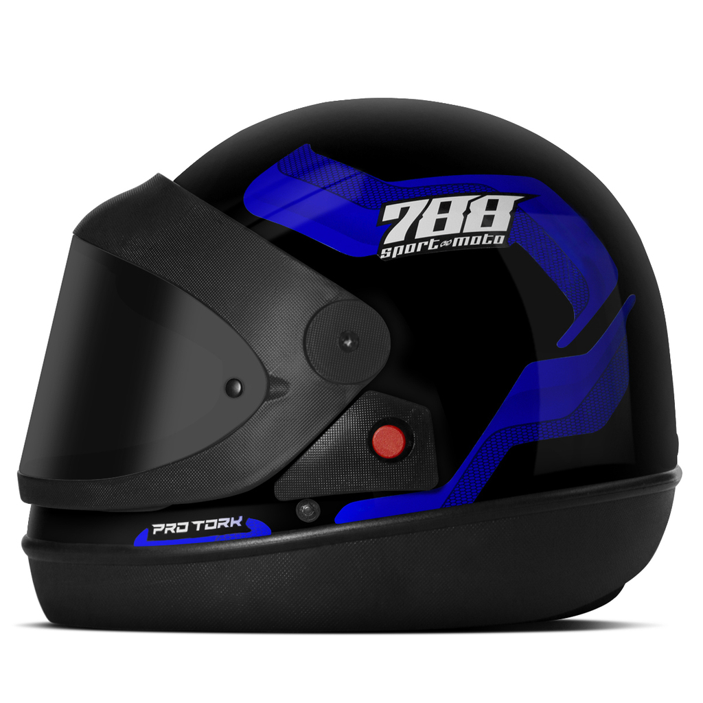 Pro Tork R8 - Capacete Moto, Viseira Fume, Azul, 60 cm