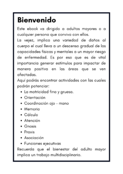 Libro de actividades cognitivas para adulto mayor