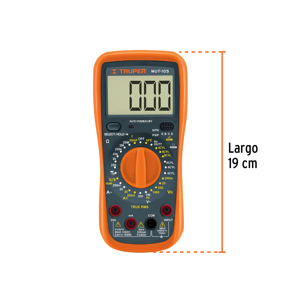 Multímetro Digital Profesional Truper 200 Ohms - 2 M Ohms