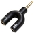 Adaptador P3 Macho X 2 P2 Femea Para Headset Fone e Microfone Y